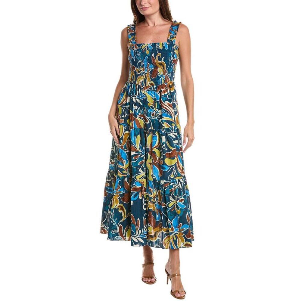 Anne Klein Womens  Smocked Bodice Patio Dress, Navy